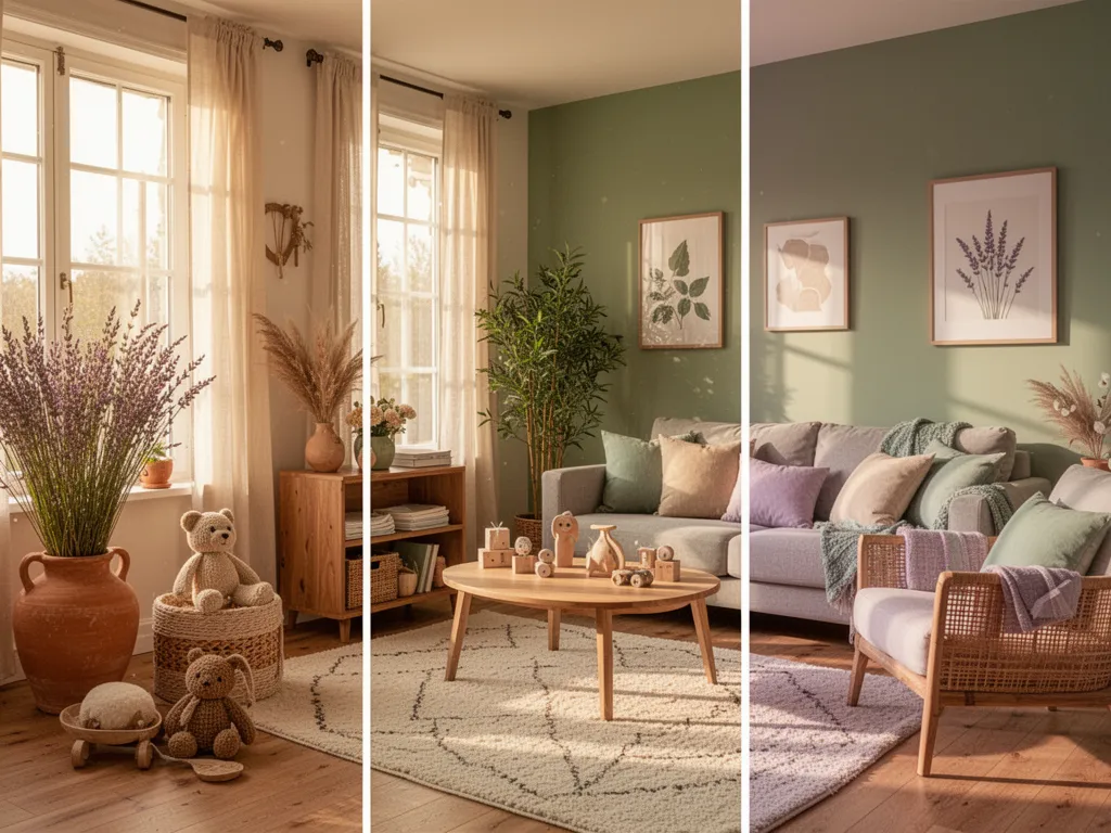 Un paquet soigneusement emballé posé sur une table en bois, contenant un cadeau de naissance et une carte manuscrite