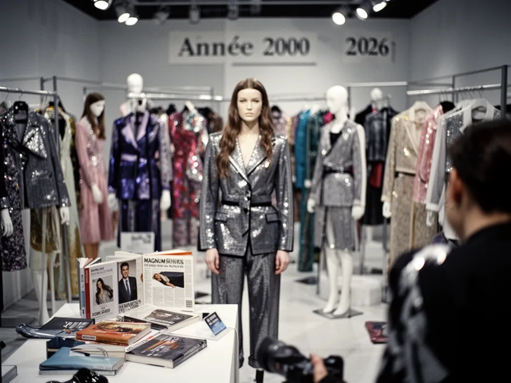 Jeune femme en jean taille basse, crop top rose et lunettes teintées dans une rue urbaine