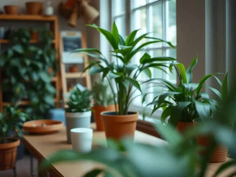 Un salon lumineux avec un grand ficus lyrata dans un pot en terre cuite, à côté d'un canapé et d'un tapis en laine